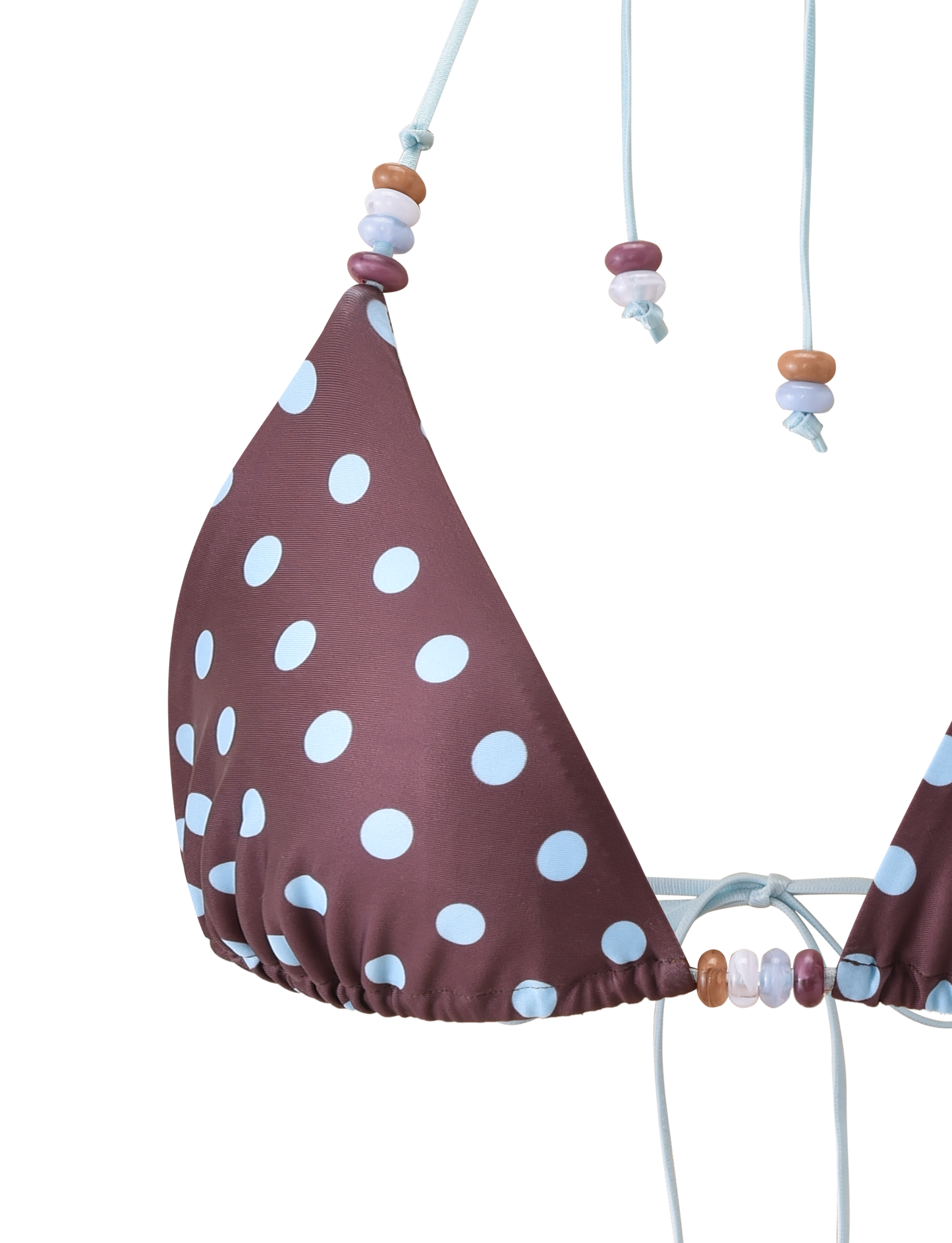 FINLEA BIKINI TOP - BROWN AND BLUE POLKA DOT