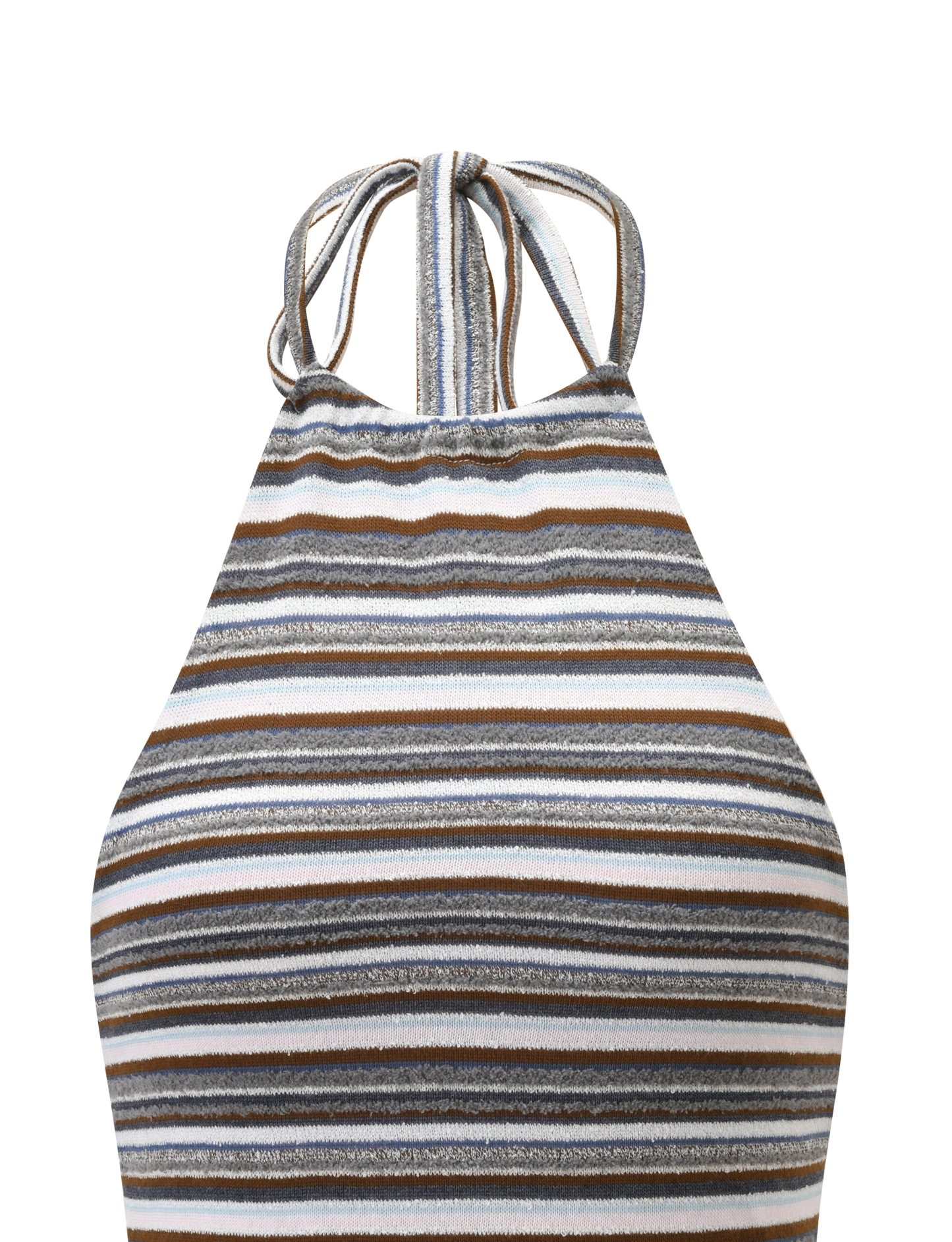 DILLON HALTER TOP - BLUE AND BROWN STRIPE