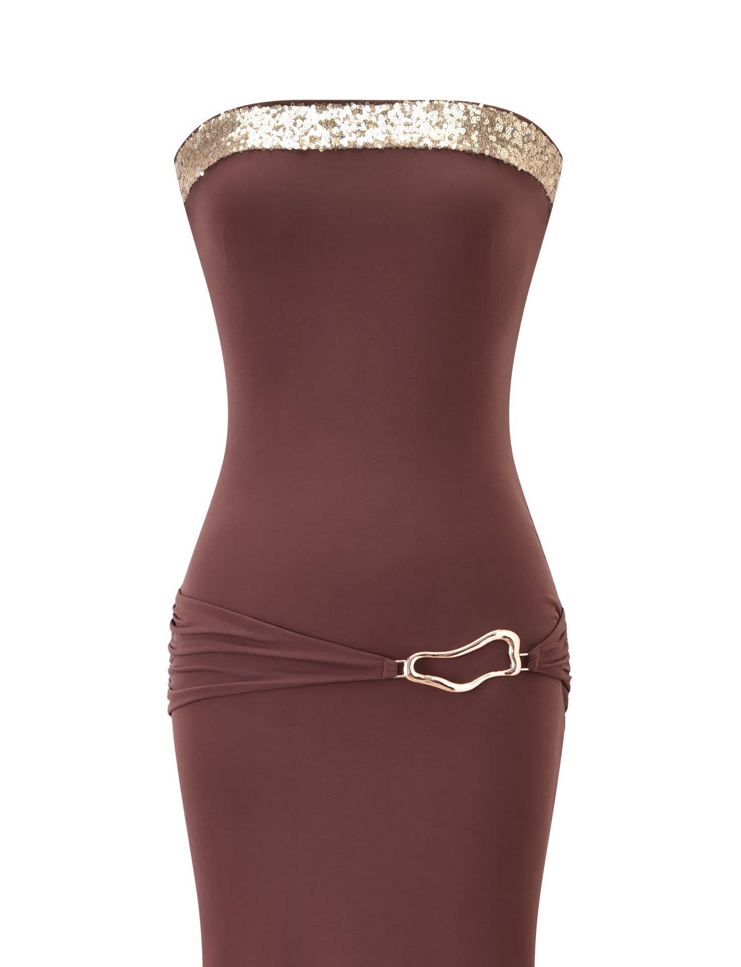EOS SEQUIN TUBE MAXI DRESS - CINNAMON CHOCOLATE