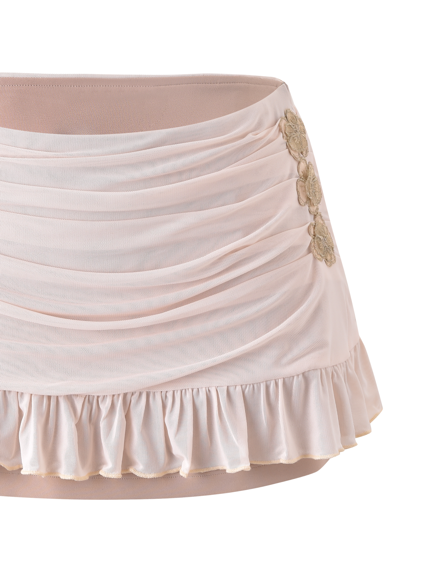 TERESE FLORAL APPLIQUE SKIRT - TAN