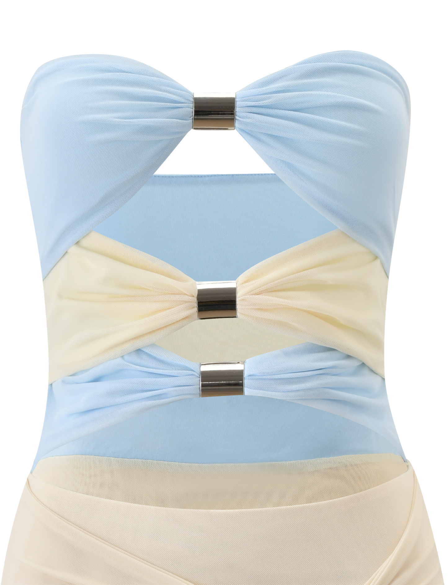 TWYLA MIDI DRESS - CREAM AND BLUE