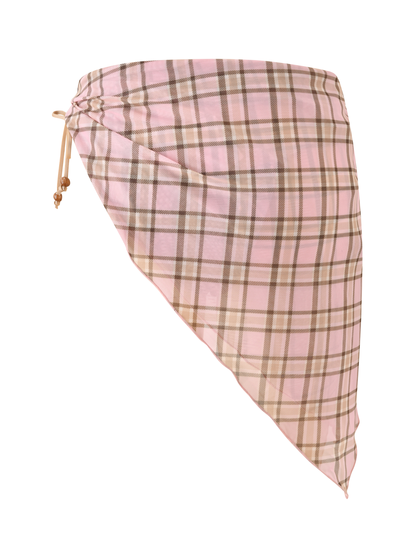 AVE REVERSIBLE BIKINI BOTTOM WITH SCARF - TAN AND PINK PLAID