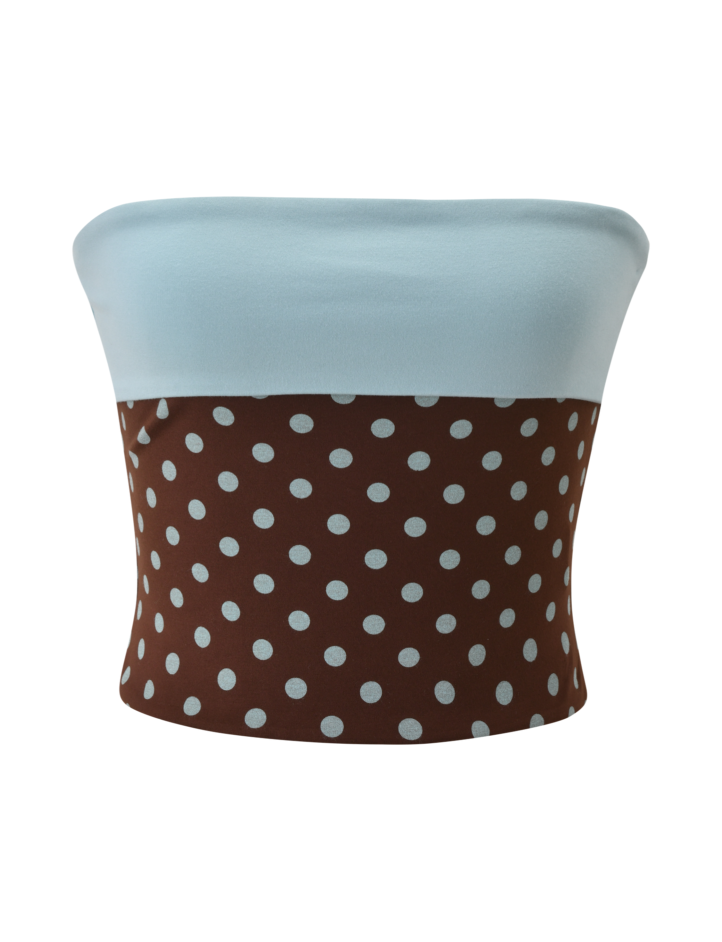 IMOGEN TUBE TOP - BROWN AND BLUE POLKA DOT