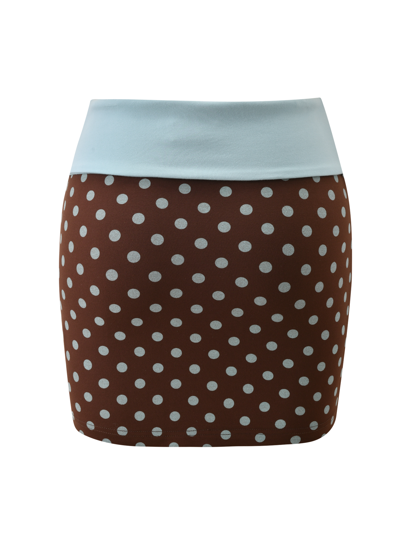 IMOGEN MINI SKIRT - BROWN AND BLUE POLKA DOT