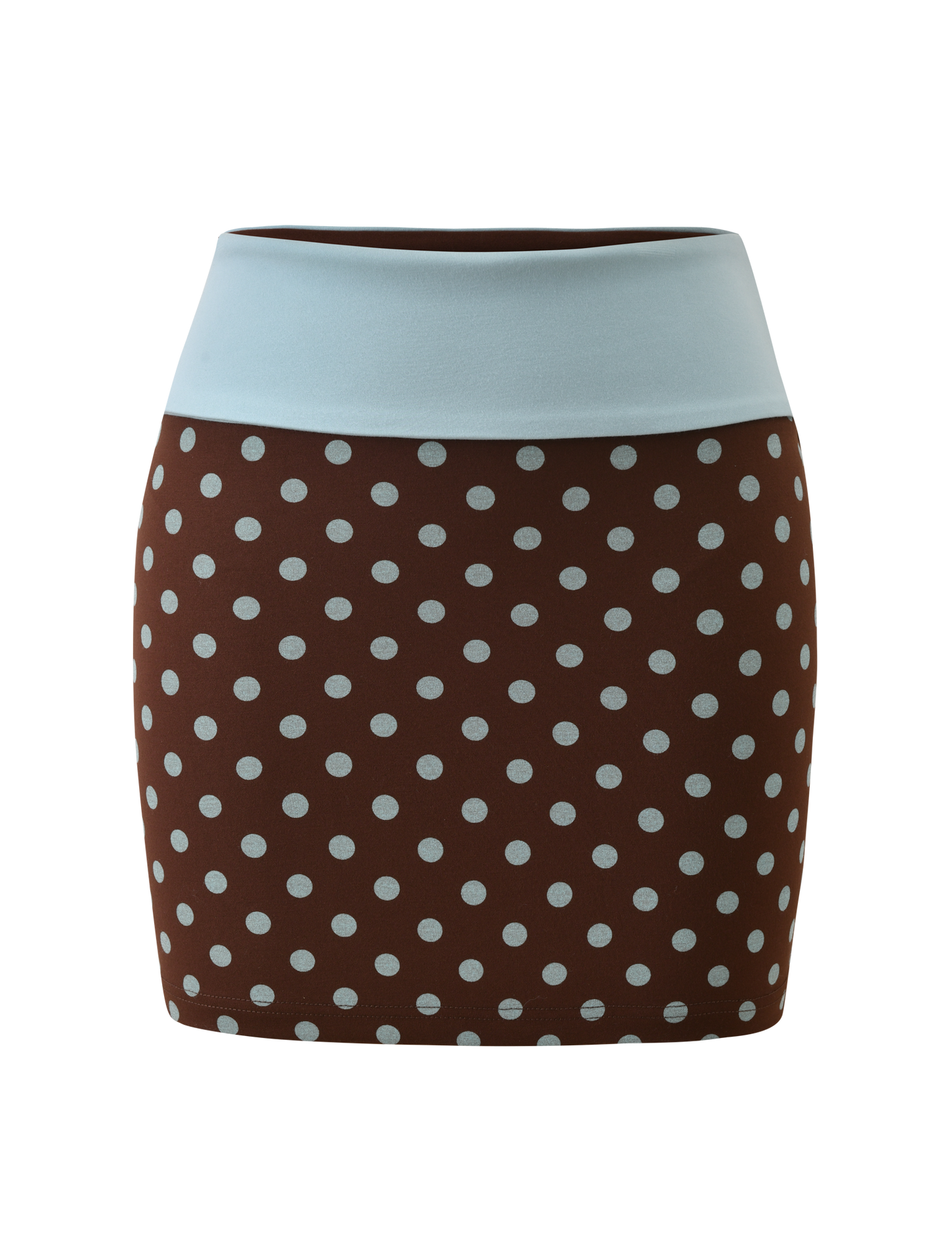IMOGEN MINI SKIRT - BROWN AND BLUE POLKA DOT