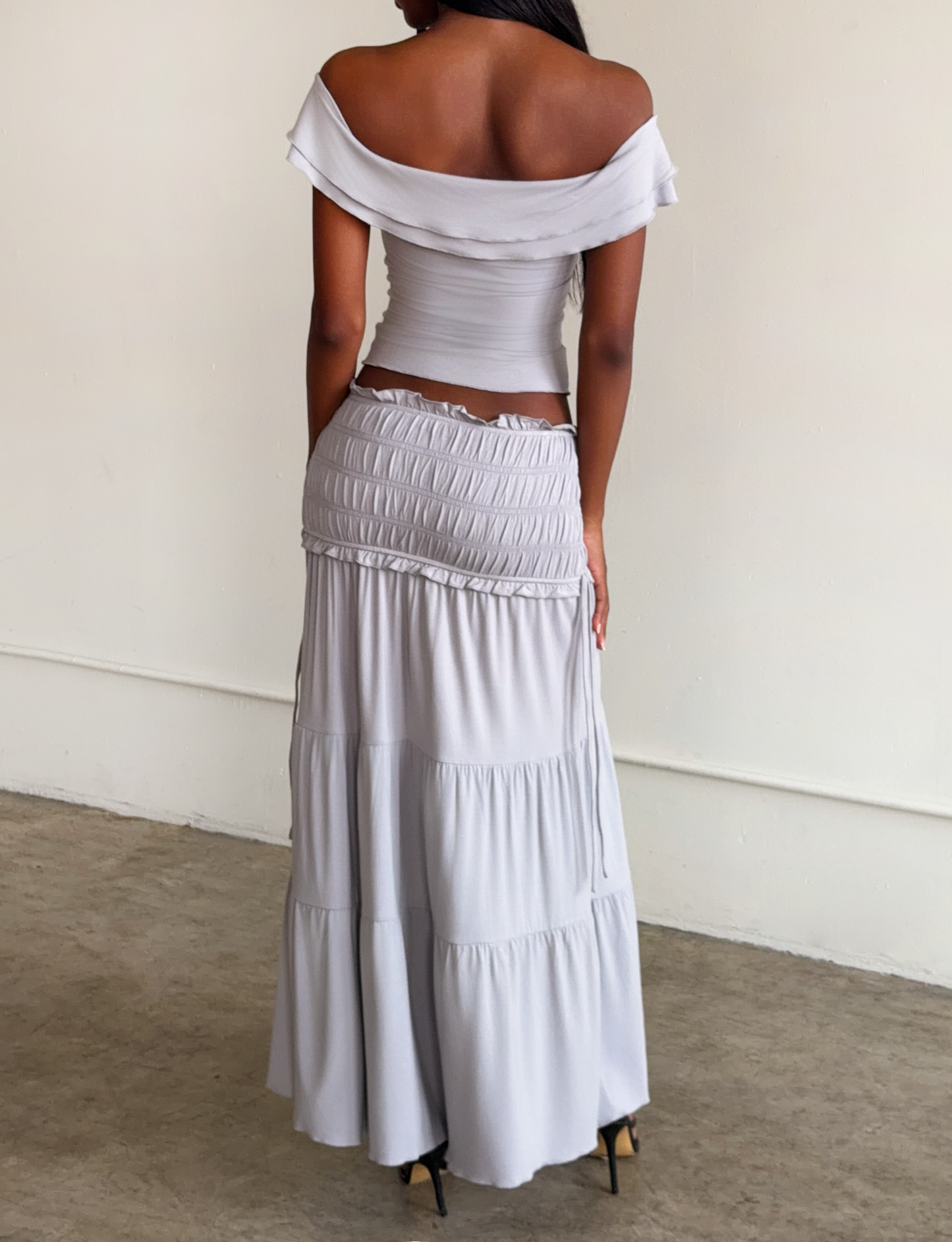 DENALI MAXI SKIRT - DOVE GREY