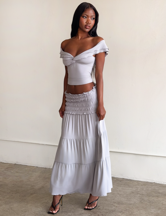DENALI MAXI SKIRT - DOVE GREY