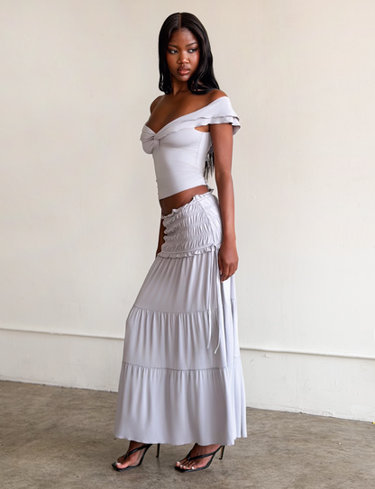DENALI MAXI SKIRT - DOVE GREY