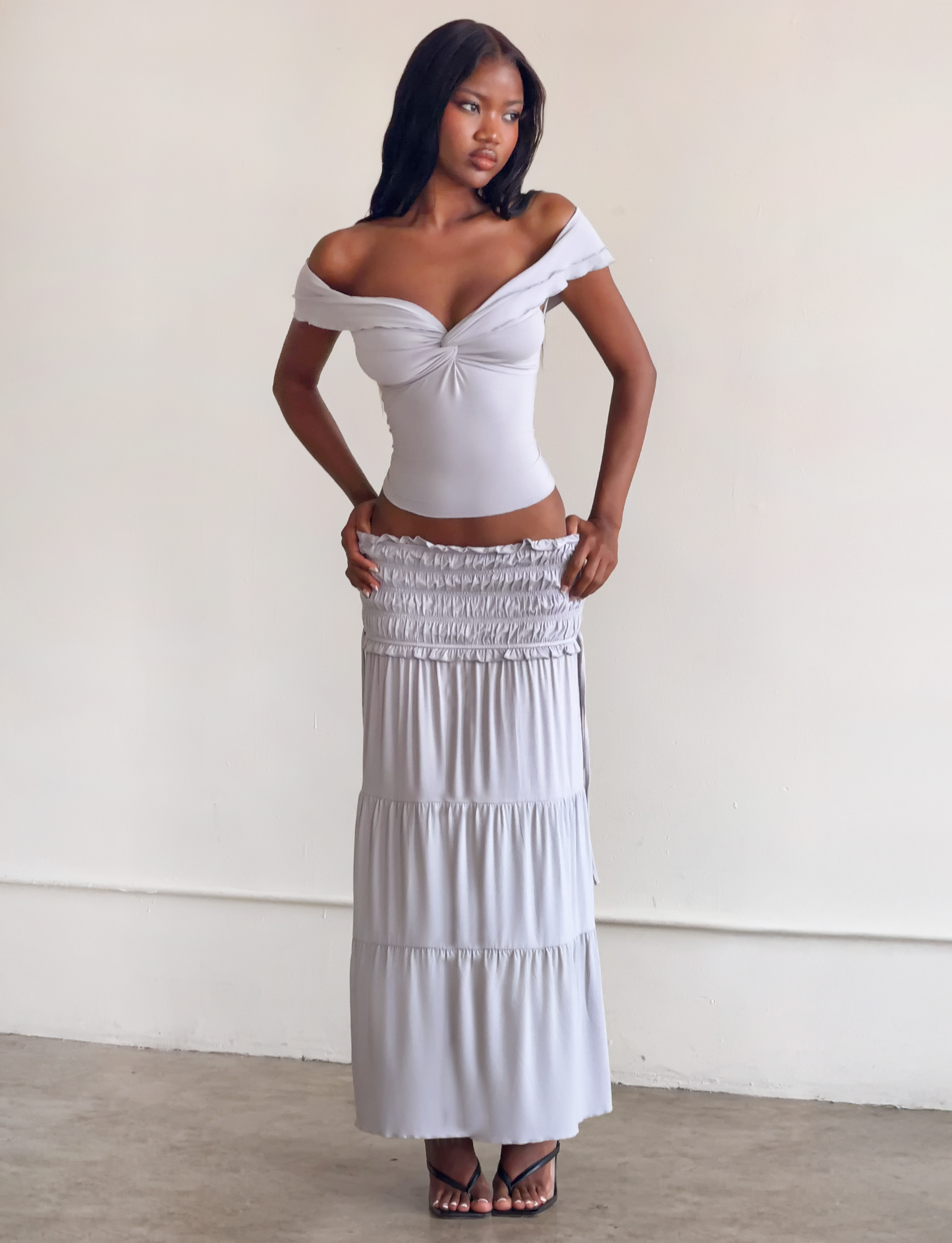 DENALI MAXI SKIRT - DOVE GREY