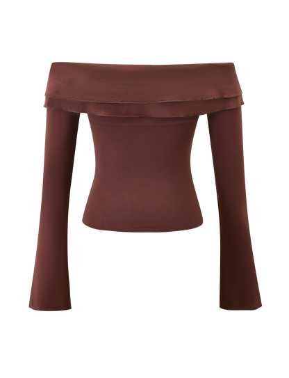 DENALI LONG SLEEVE TOP - CHOCOLATE
