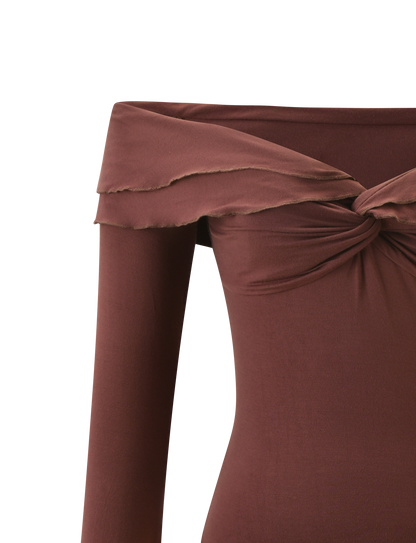 DENALI LONG SLEEVE TOP - CHOCOLATE
