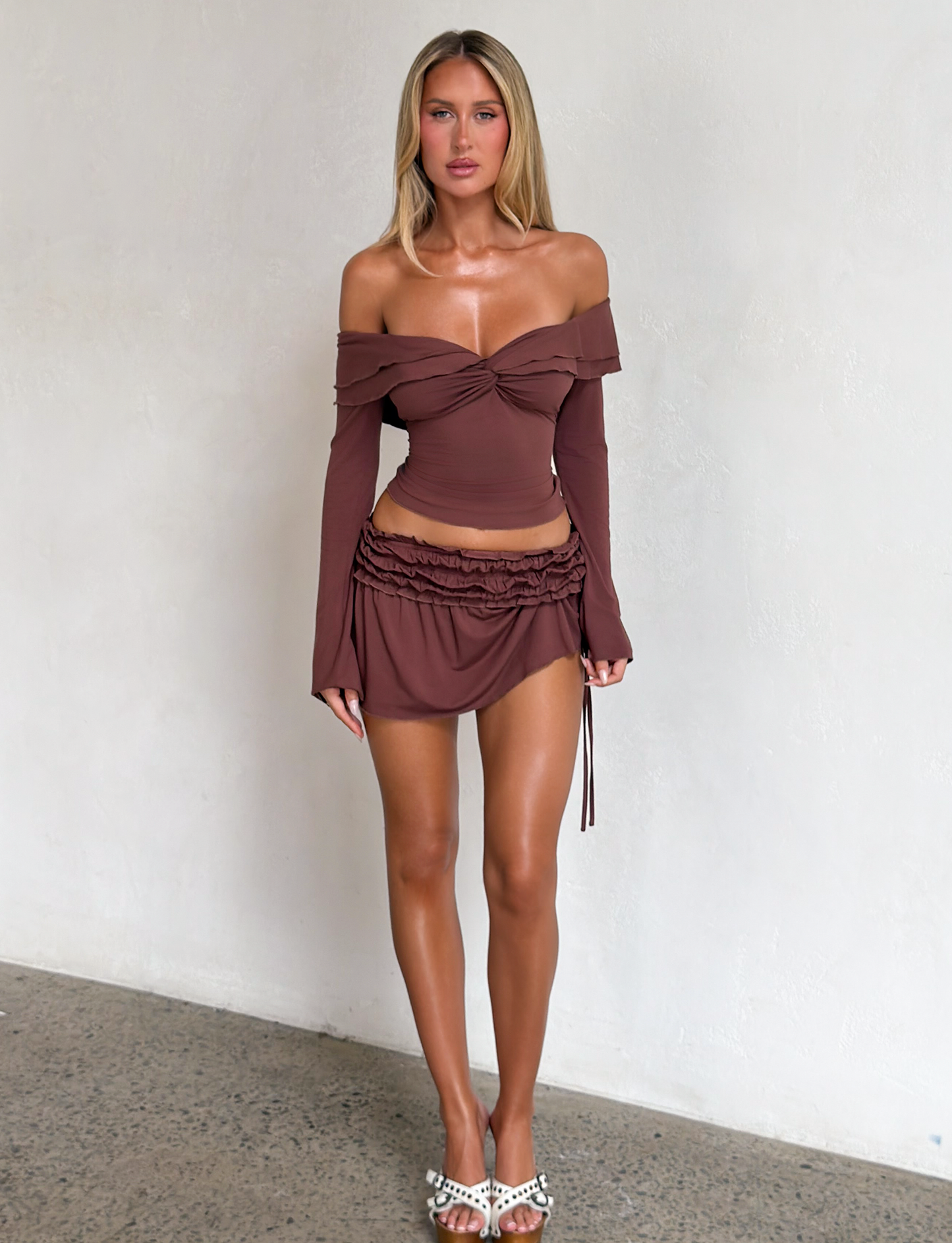 DENALI LONG SLEEVE TOP - CHOCOLATE