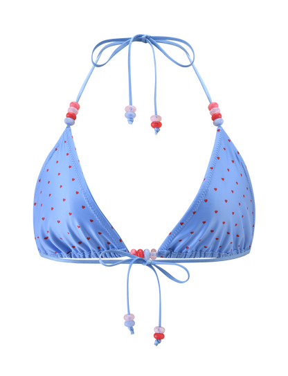 FINLEA BIKINI TOP - BLUE HEART POLKA DOT