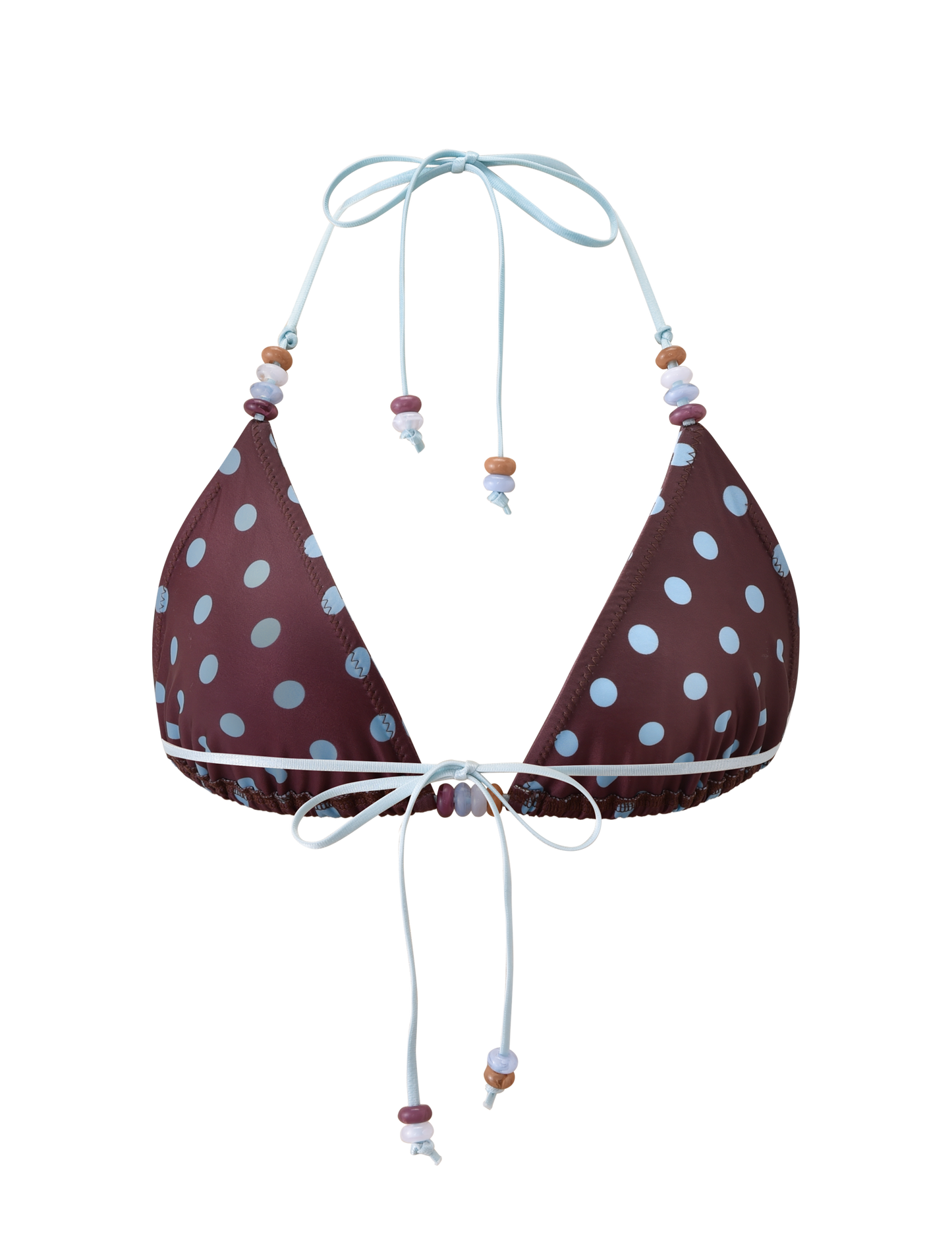FINLEA BIKINI TOP - BROWN AND BLUE POLKA DOT
