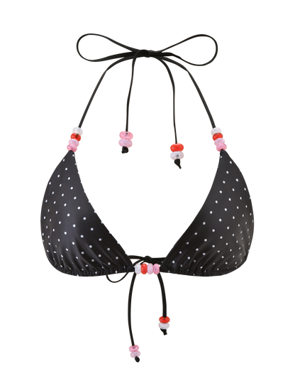 FINLEA BIKINI TOP - POLKA DOT BLACK CREAM