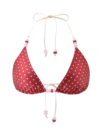 FINLEA BIKINI TOP - RED AND CREAM POLKA DOT