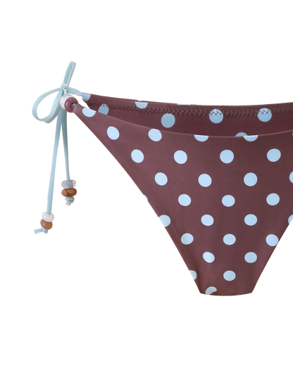 FINLEA BIKINI BOTTOM - BROWN AND BLUE POLKA DOT