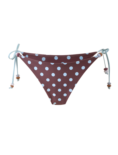 FINLEA BIKINI BOTTOM - BROWN AND BLUE POLKA DOT