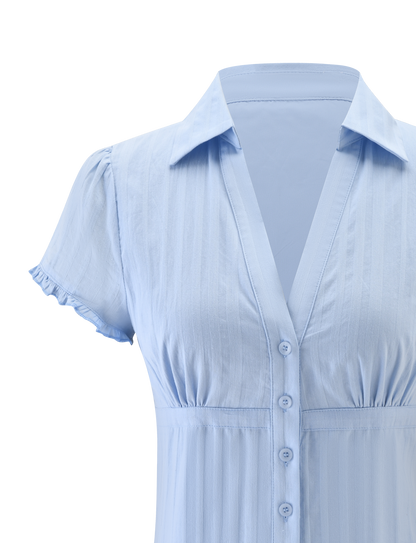 VALERIE SHORT SLEEVE SHIRT - BABY BLUE