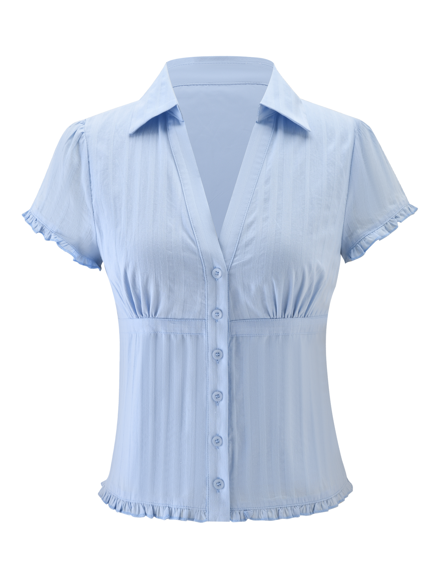 VALERIE SHORT SLEEVE SHIRT - BABY BLUE
