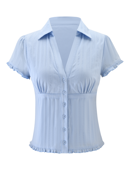 VALERIE SHORT SLEEVE SHIRT - BABY BLUE