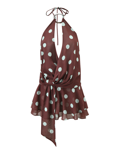 INDIGO MINI DRESS 2.0 - CHOCOLATE BLUE DOT