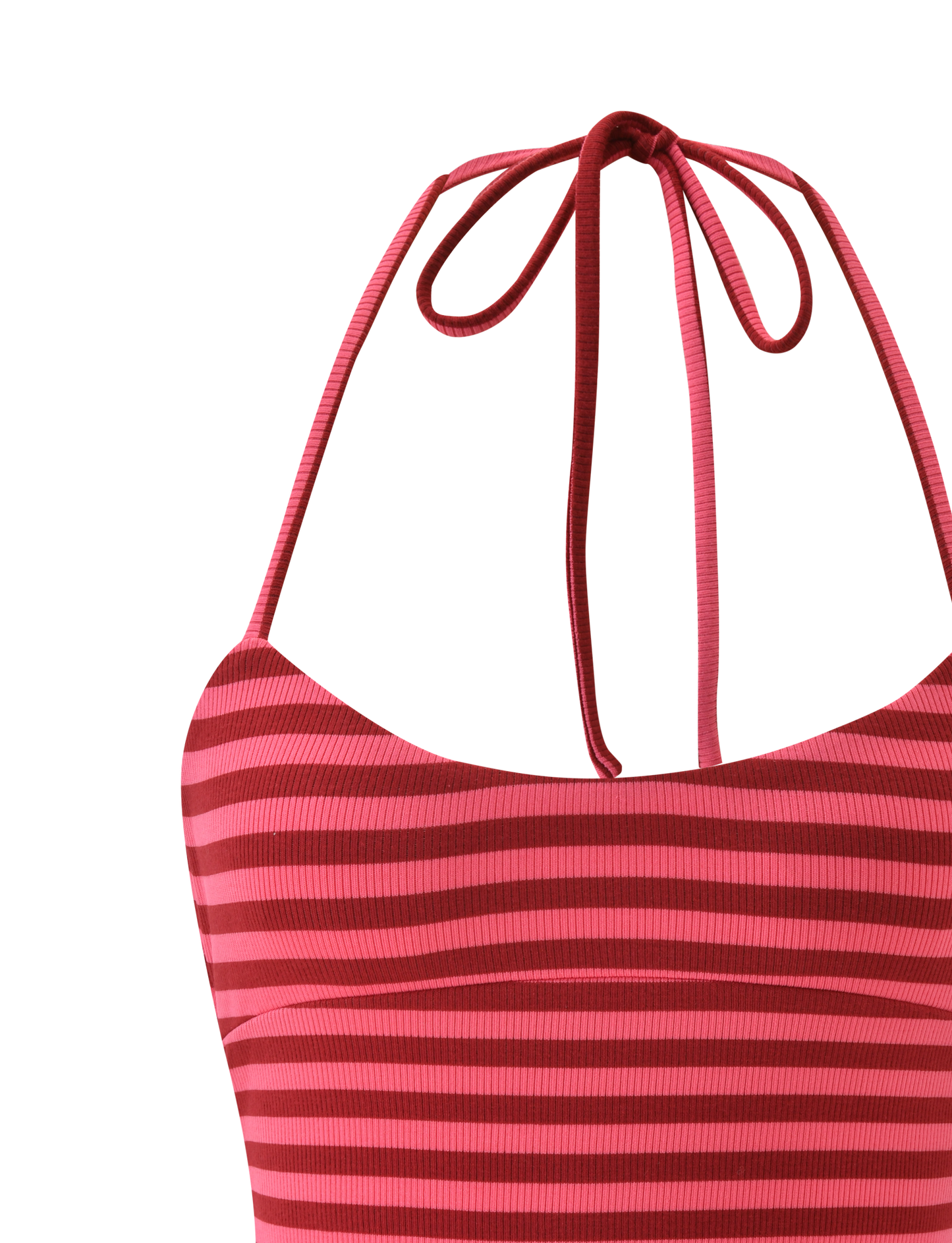 CERYS RIB TOP - PINK RED STRIPE
