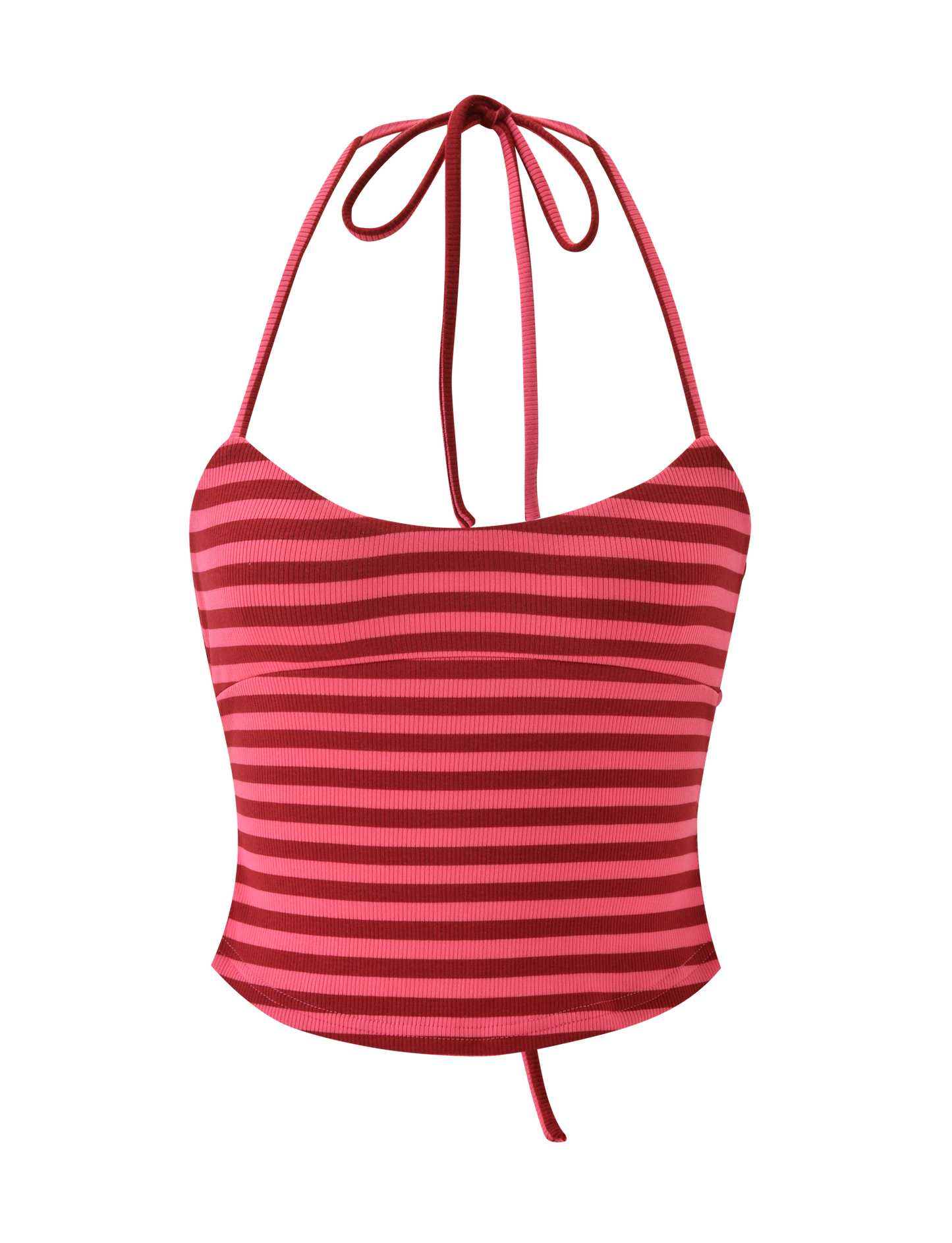 CERYS RIB TOP - PINK RED STRIPE