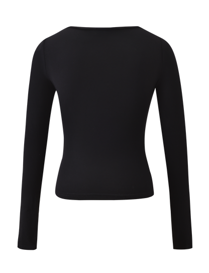 DAMELA LONG SLEEVE TOP - BLACK