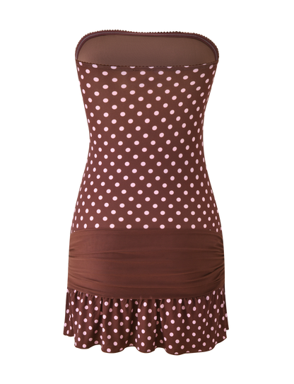 TOVE MINI DRESS - CHOCOLATE POLKA DOT