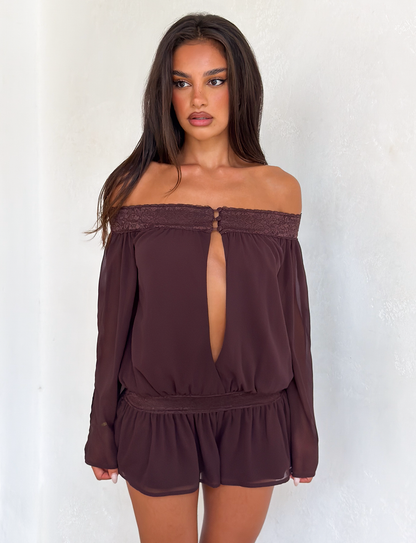 TESSIE PLAYSUIT - BROWN