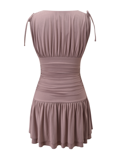 HALONA MINI DRESS - MOCHA