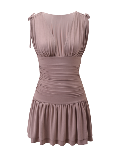 HALONA MINI DRESS - MOCHA