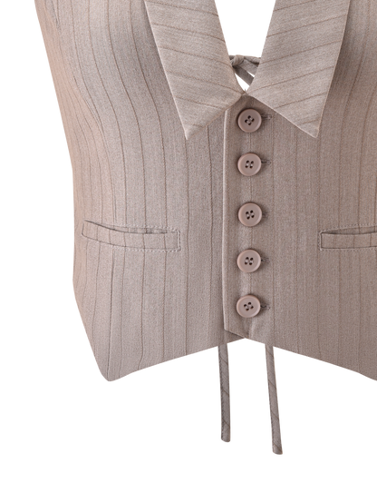 FEDRA VEST - TAN PINSTRIPE