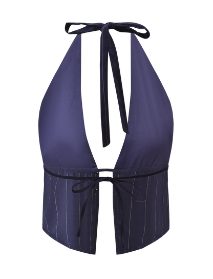 LAINEY TOP - NAVY PINSTRIPE