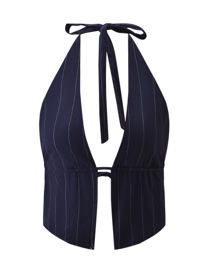 LAINEY TOP - NAVY PINSTRIPE