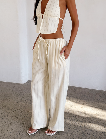 LAINEY PANT - BEIGE STRIPE