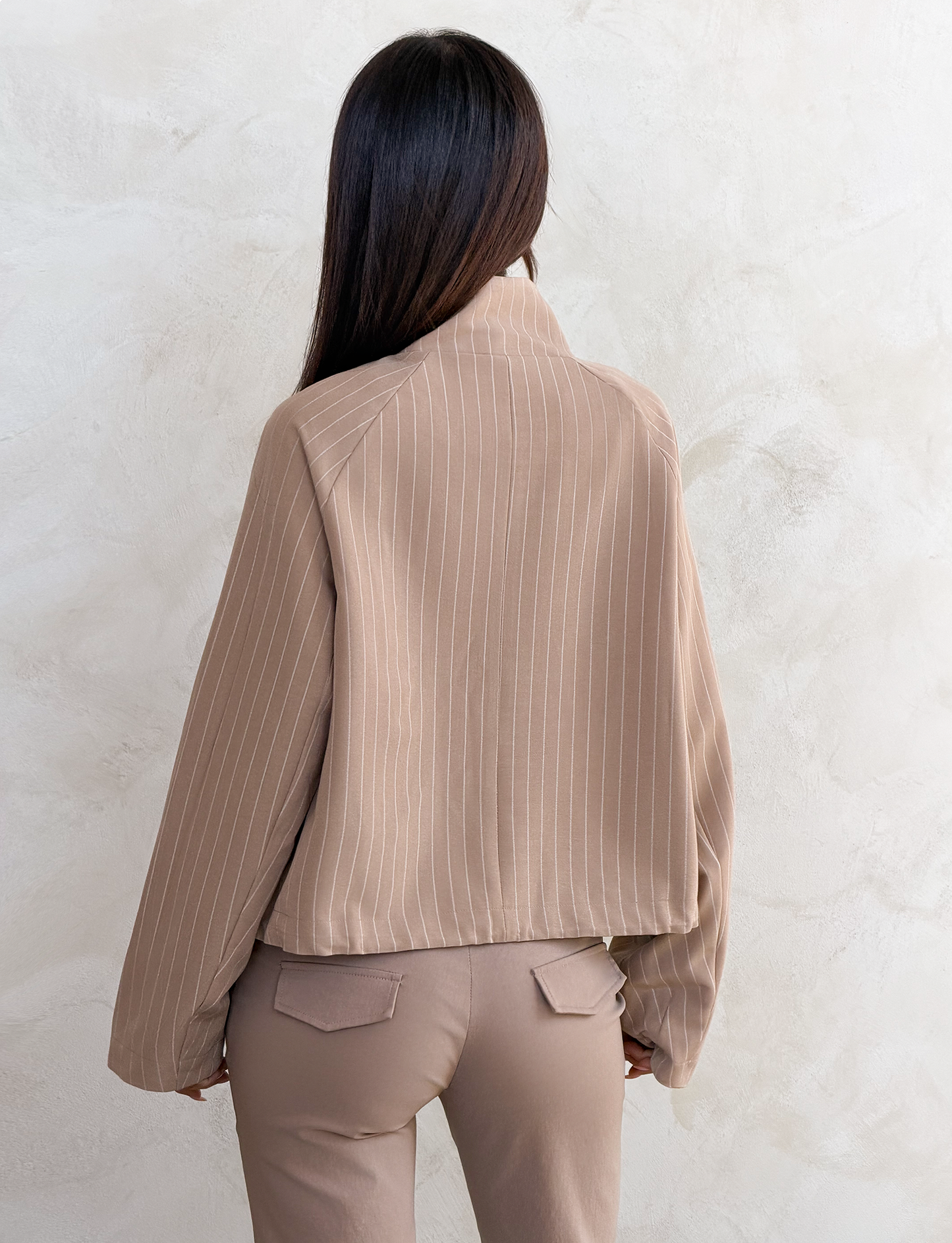 LENNEX JACKET - TAN PINSTRIPE