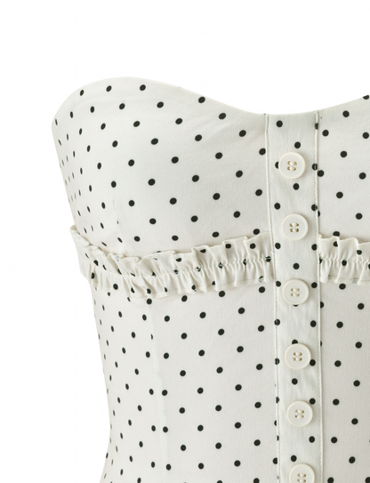 KITTIE STRAPLESS CORSET - CREAM DOT