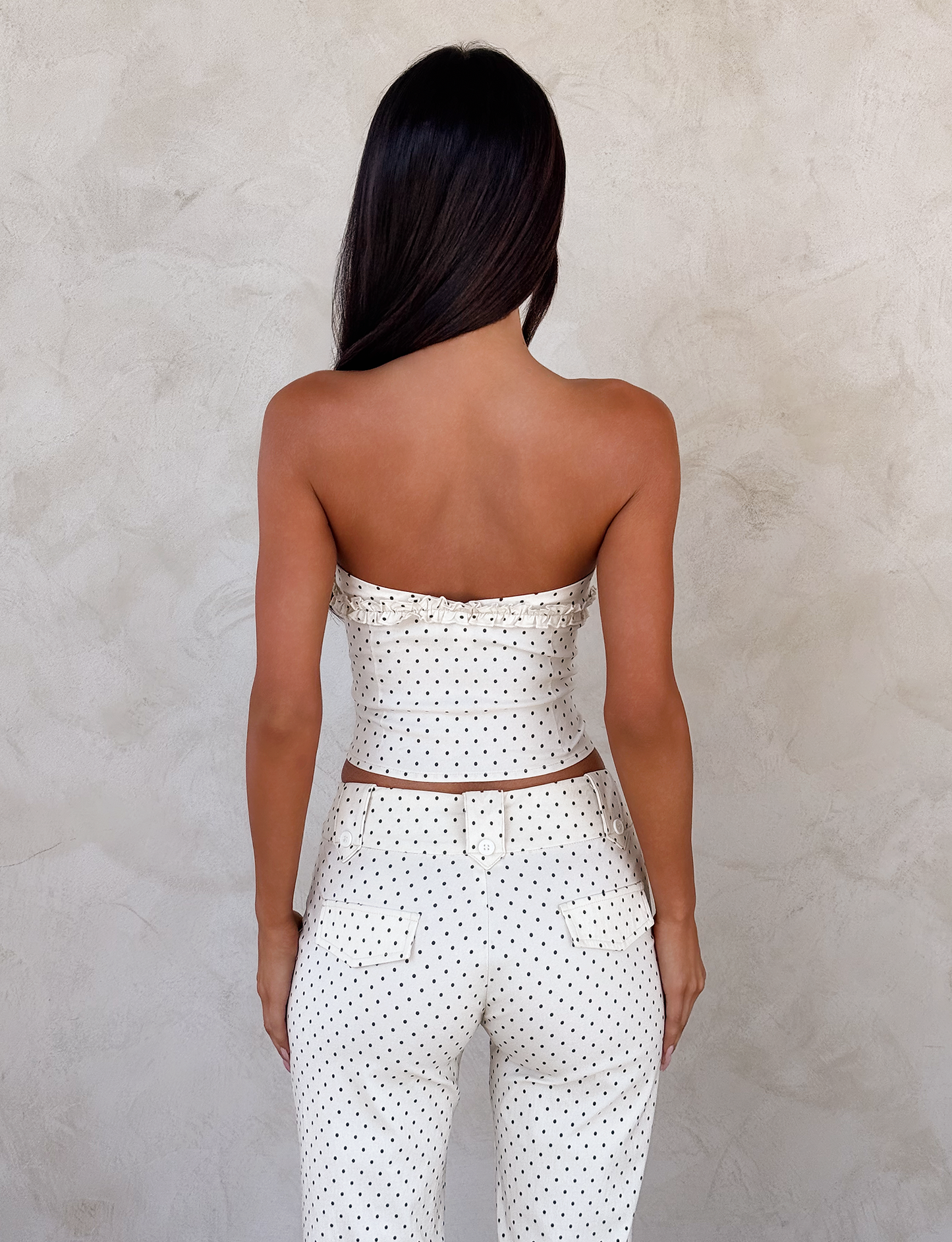 KITTIE STRAPLESS CORSET - CREAM DOT