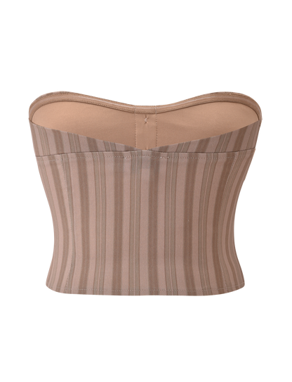 KITTIE STRAPLESS CORSET - TAUPE STRIPE