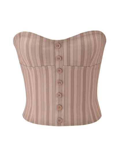 KITTIE STRAPLESS CORSET - TAUPE STRIPE
