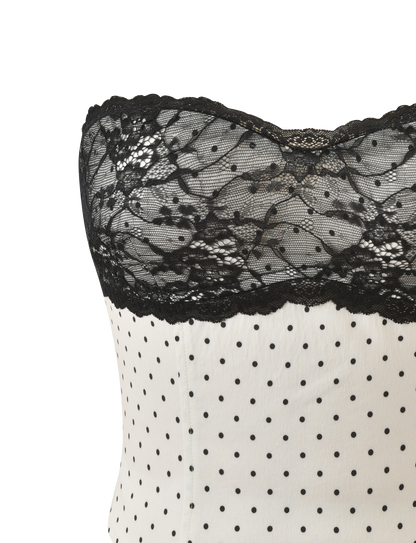 KITTIE  LACE CORSET - CREAM DOT
