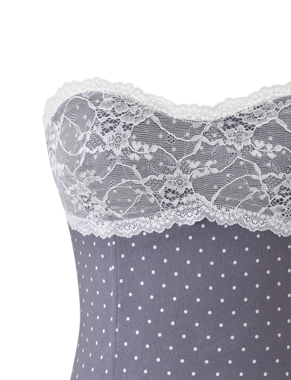 KITTIE LACE CORSET - GREY DOT