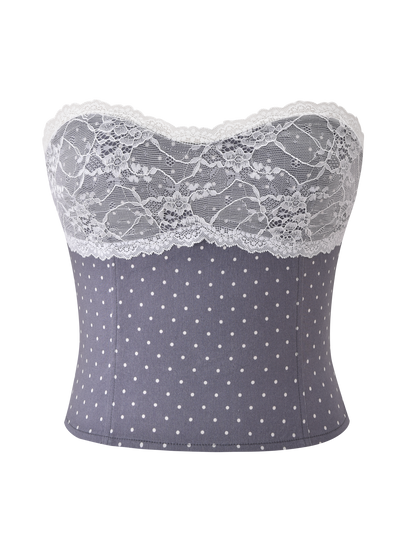 KITTIE LACE CORSET - GREY DOT