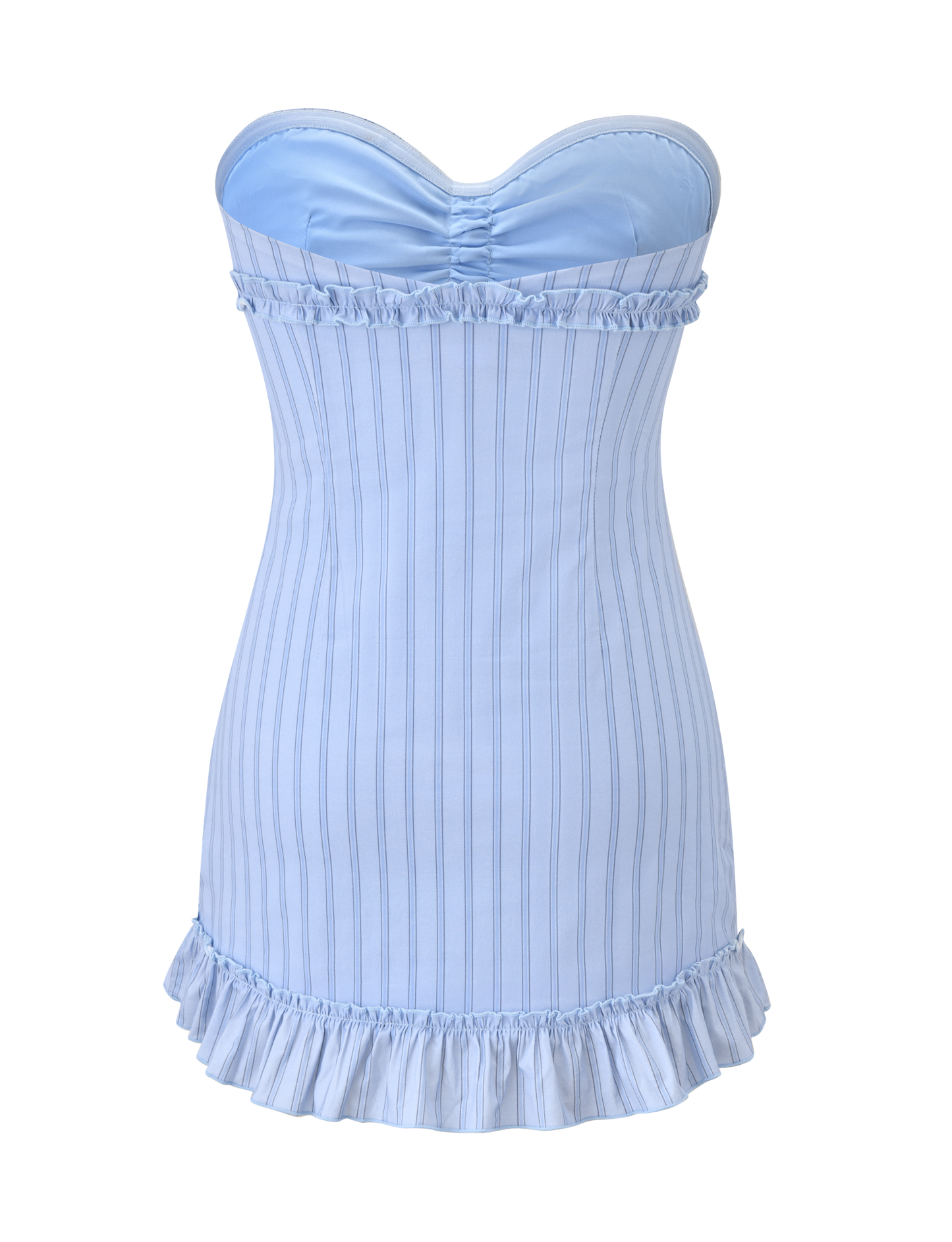 KITTIE STRAPLESS DRESS - BLUE STRIPE