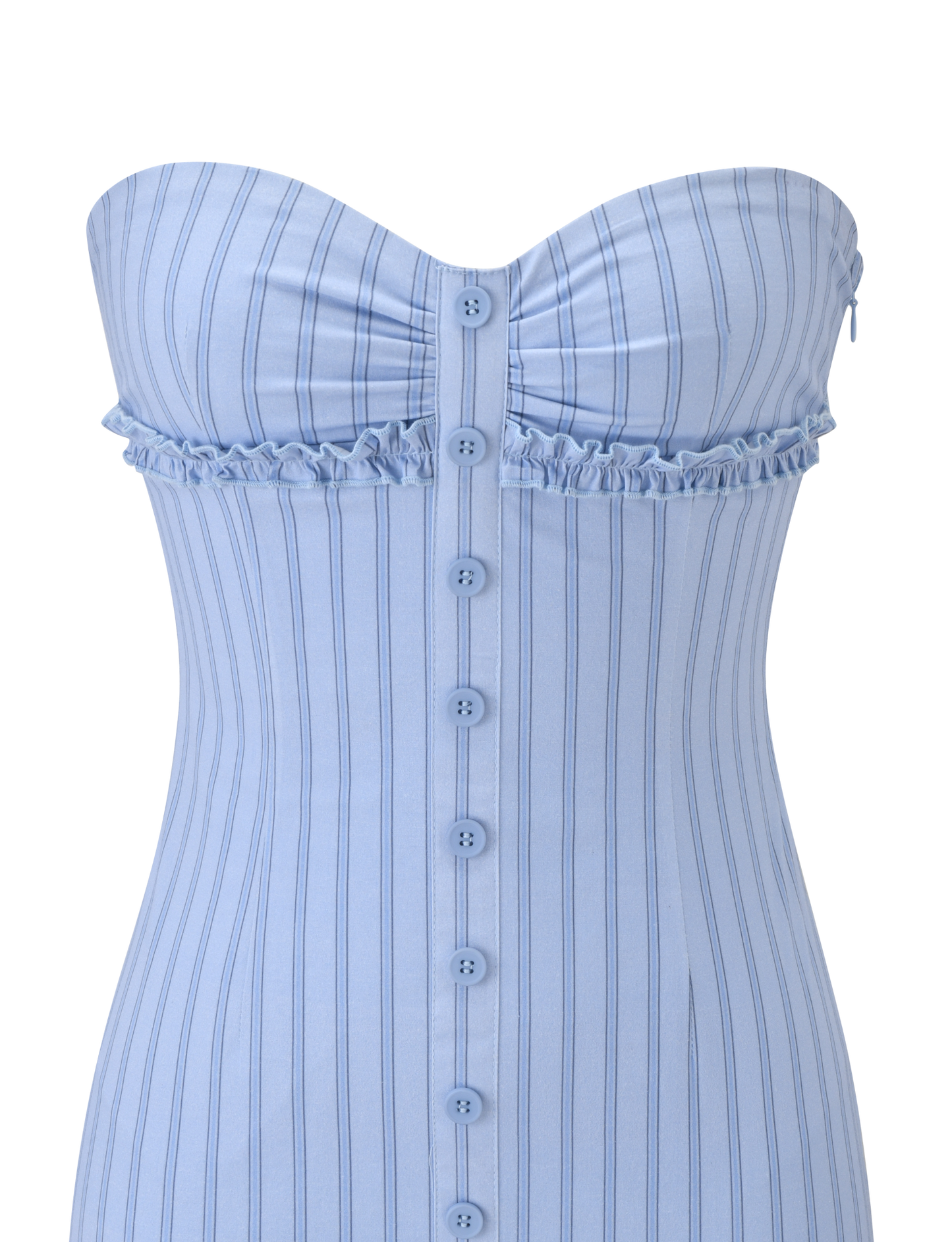 KITTIE STRAPLESS DRESS - BLUE STRIPE