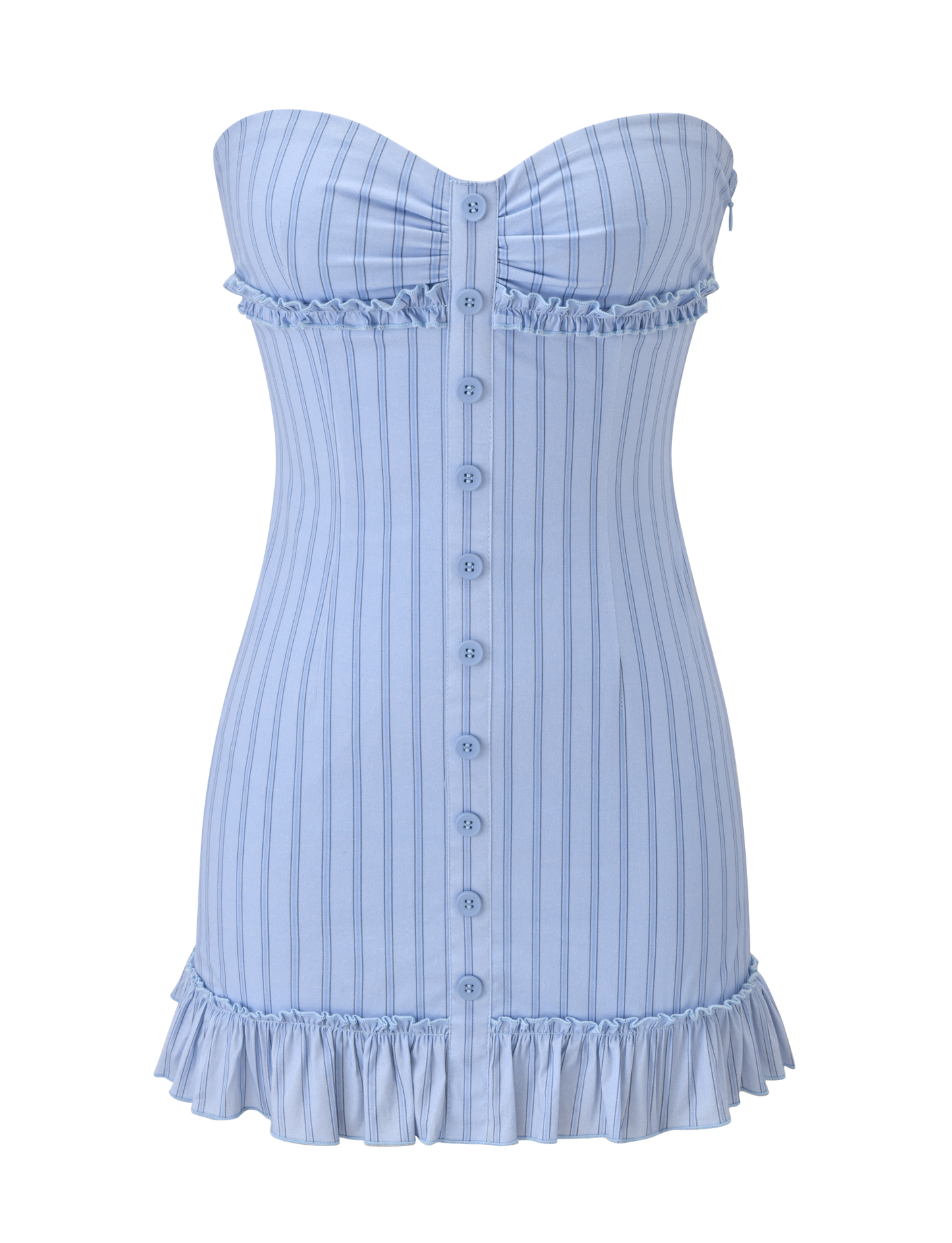 KITTIE STRAPLESS DRESS - BLUE STRIPE