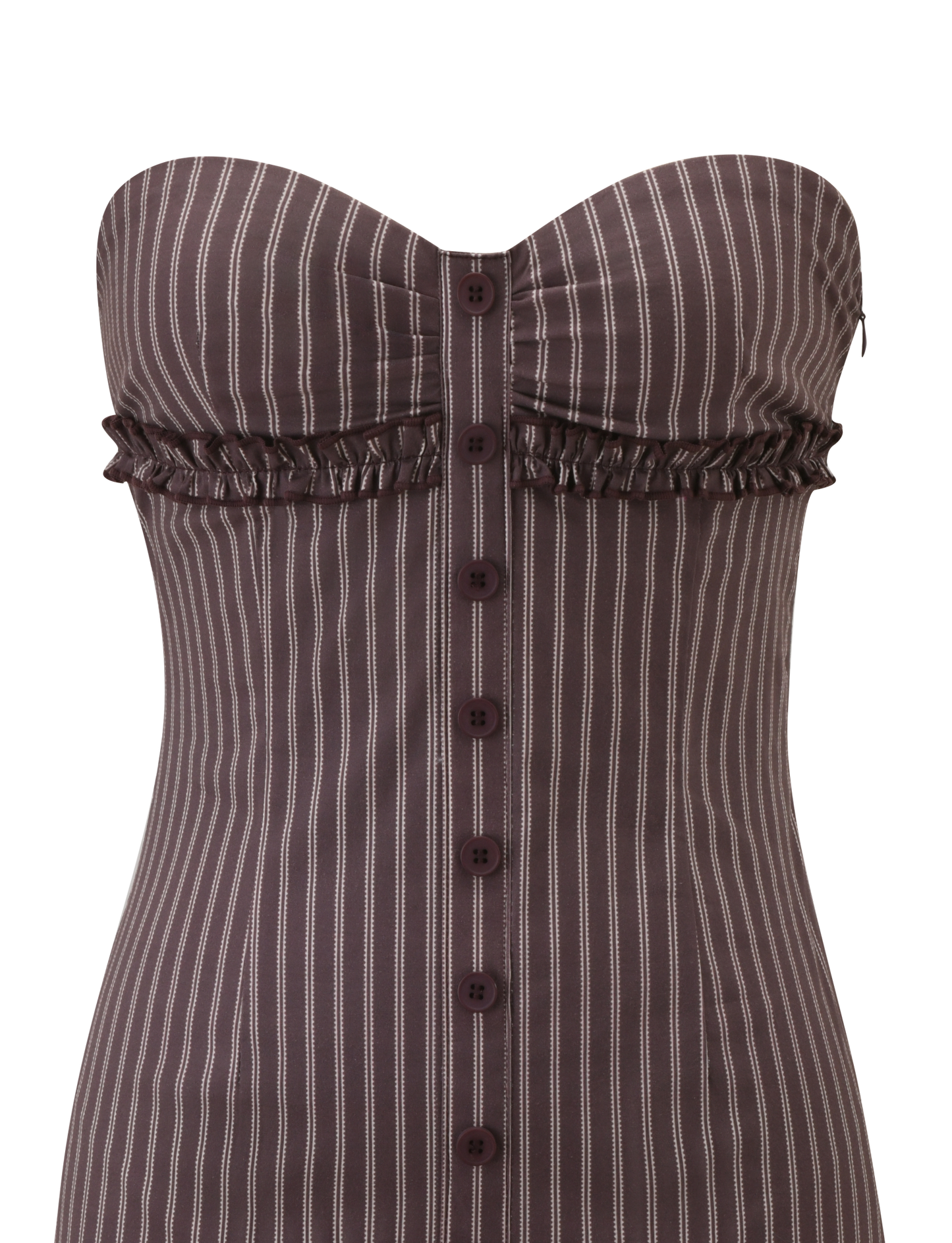 KITTIE STRAPLESS DRESS - BROWN AND CREAM STRIPE
