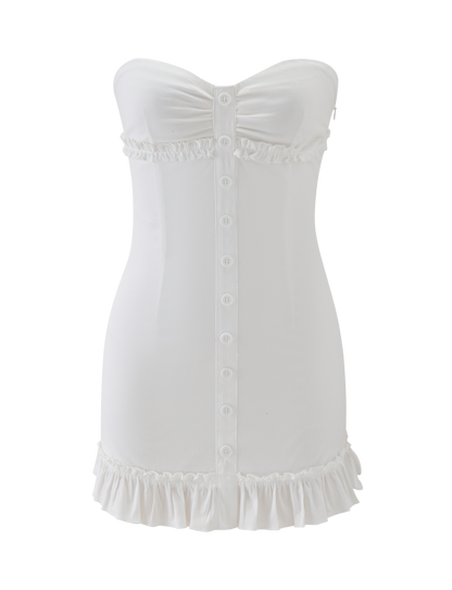 KITTIE STRAPLESS DRESS - WHITE
